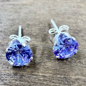 Sterling Silver Lavender CZ Post Earrings